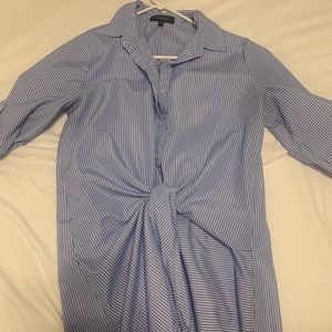 Blue and white top that you tie at the front